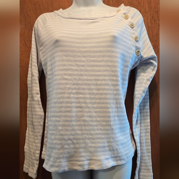 Banana Republic Blue and White Striped Long Sleeve Tee SzM - Picture 2 of 6